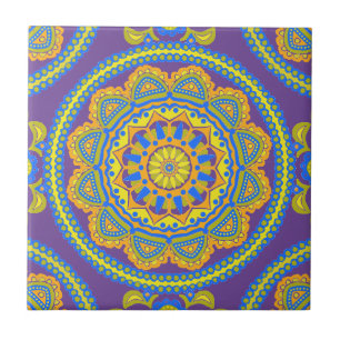 Colorful Boho Moroccan Ceramic Tile Tegeltje