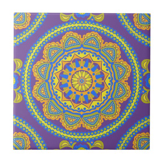 Colorful Boho Moroccan Ceramic Tile Tegeltje (Voorkant)