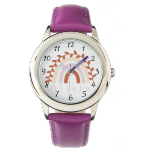 Colorful Boho Rainbow met een persoonlijke naam Horloge