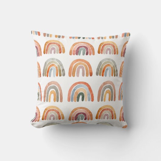 Colorful Boho Rainbows Waterverf Sierkussen (Voorkant)