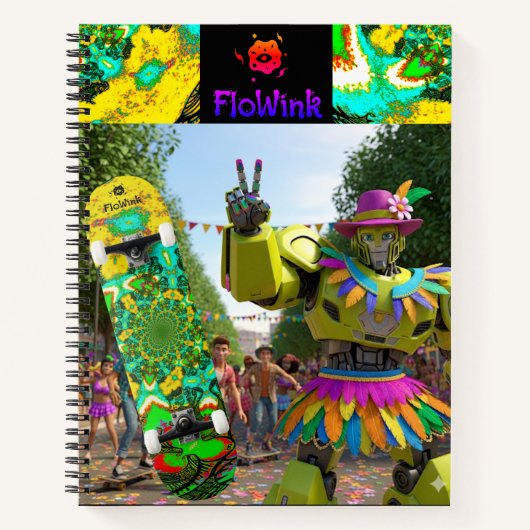 Colorful Boho Robot Notitieboek (Voorkant)