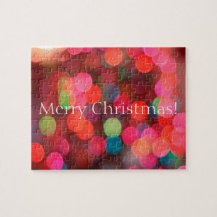 Colorful Bokeh Lights Merry kerstgroet Legpuzzel