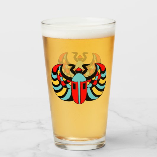 Colorful Bold Abstract Egyptisch Scarab Beetle Glas (Voorkant gevuld)