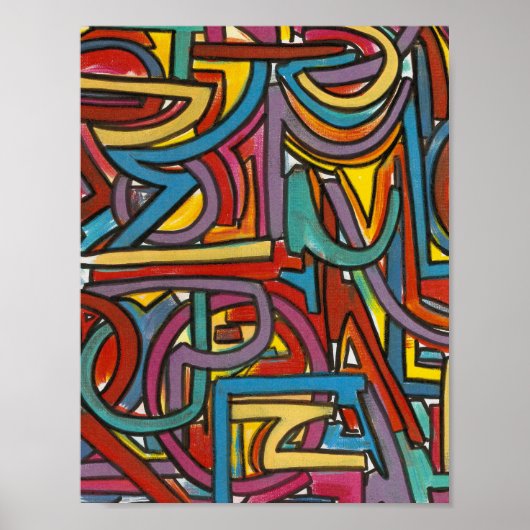 Colorful Bold Geometric Abstract Moderne Art Poster (Voorkant)