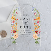 Colorful Bold Wildflower Wedding Save The Date