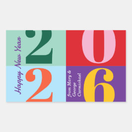Colorful Bold Year Blocks New Year Party Rechthoekige Sticker