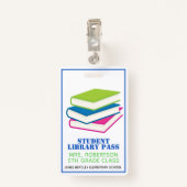 Colorful Books School Library Hall Pass Badge (Achterkant met clip)