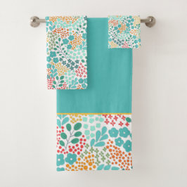 Colorful Botanical Bath Towel Set Bad Handdoek