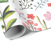 Colorful Botanical Leafs & Flowers Pattern Cadeaupapier (Rol Hoek)