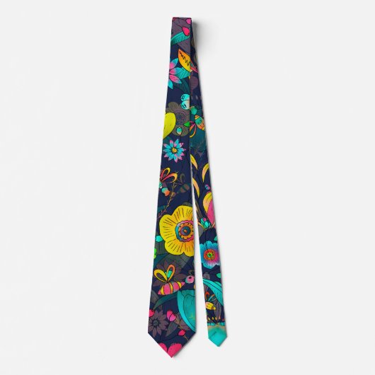 Colorful botanical pattern stropdas (Voorkant)