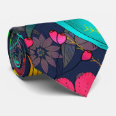 Colorful botanical pattern stropdas (Opgerold)
