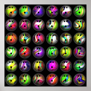 Colorful Bowling Balls Poster