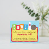 Colorful Bowling Birthday Party uitnodigingen (Staand voorkant)