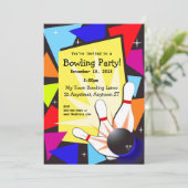 Colorful Bowling Invitation Kaart (Staand voorkant)