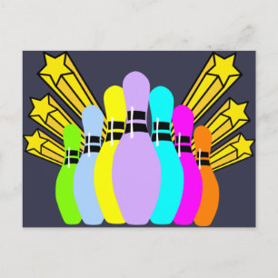 Colorful Bowling Pins Briefkaart