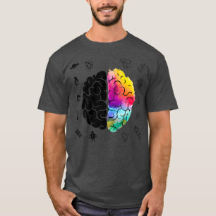 Colorful Brain Science and Art Gift Right and left T-shirt
