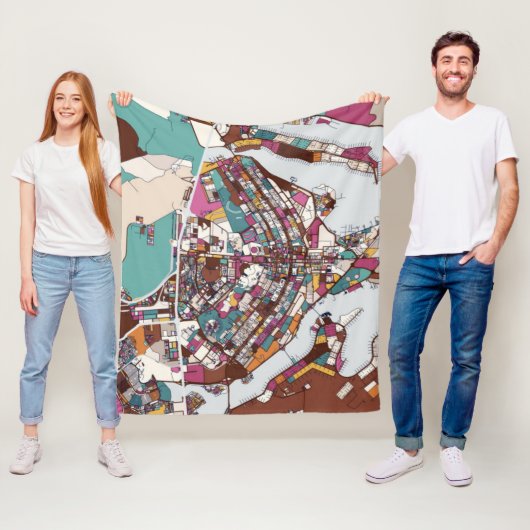 Colorful Brasilia Map Fleece Deken (In situ)