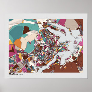 Colorful Brasilia Map Poster