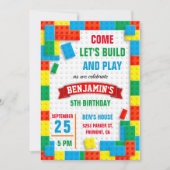 Colorful Bricks Building Blocks Birthday Party Kaart (Voorkant)