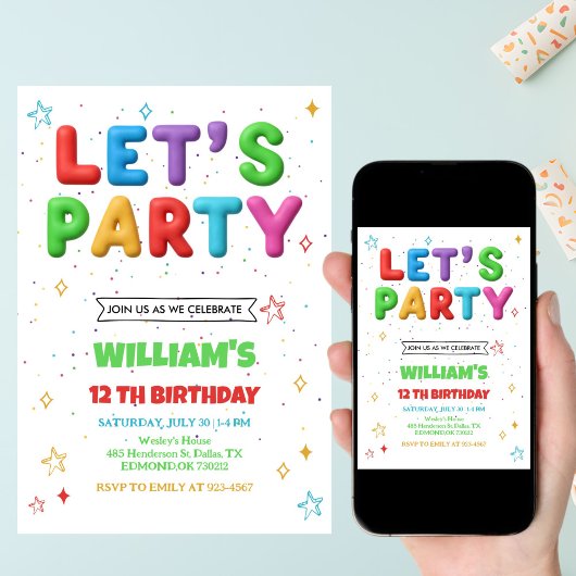 Colorful Bright Birthday Party Invitation