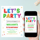 Colorful Bright Birthday Party Invitation Kaart