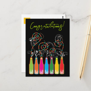Colorful Bubble Bottles & Spirals Gefeliciteerd Briefkaart