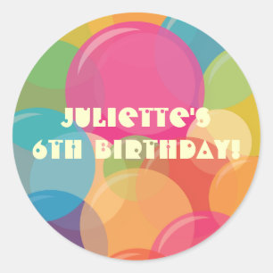 Colorful Bubble Party Birthday Favor Stickers