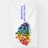 Colorful Building Blocks Birthday Party Spandoek (Verticaal)