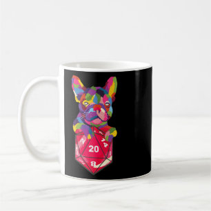 Colorful Bulldog Holding A D20 Role Pplay D Koffiemok