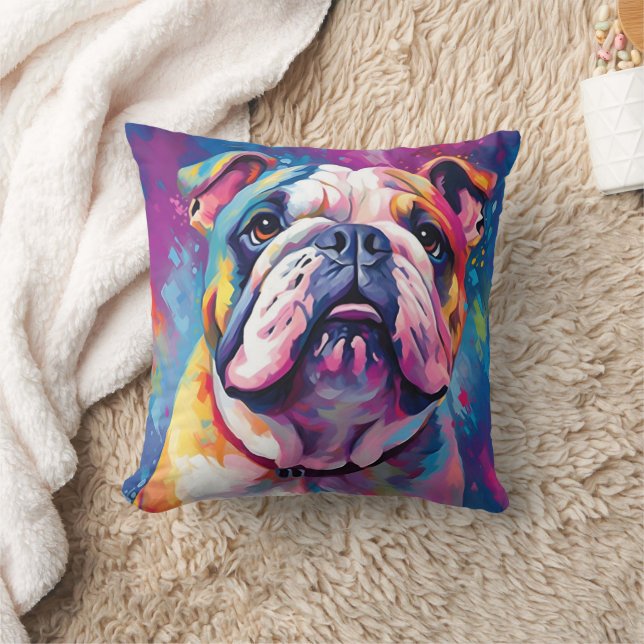 Colorful Bulldog Kussen (Deken)