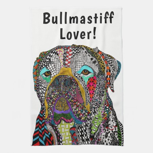 Colorful Bullmastiff Lover Kitchen Towel Theedoek (Verticaal)