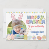 Colorful Bunny Easter Egg-fotokaart Bedankkaart (Voorkant)