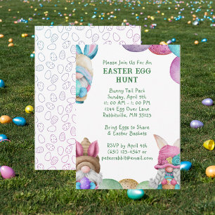 Colorful Bunny Gnomes Easter Egg Hunt Kaart
