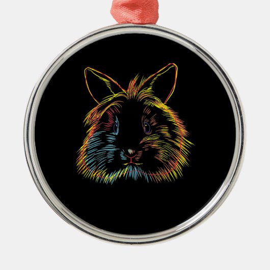 Colorful Bunny Lionhead Rabbit Metalen Ornament (Voorkant)