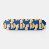 Colorful Burger Hotdog Pattern Name Skateboard (Horizontaal)