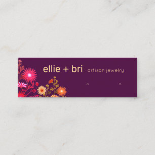 Colorful Burgundy Floral Boho Earring Display Mini Visitekaartje