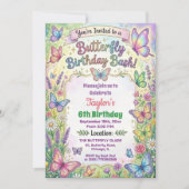 Colorful Butterflies 6th Birthday Bash Invitation (Devant)