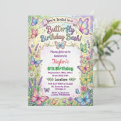 Colorful Butterflies 6th Birthday Bash Invitation (Debout devant)