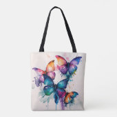 Colorful Butterflies Abstracte Waterverf Draagtas (Achterkant)