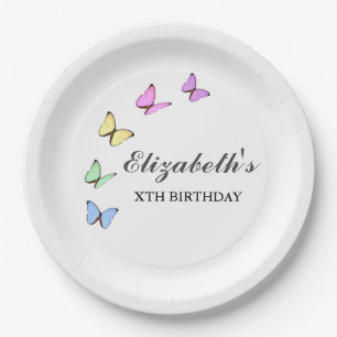 Colorful Butterflies Birthday Papieren Bordje