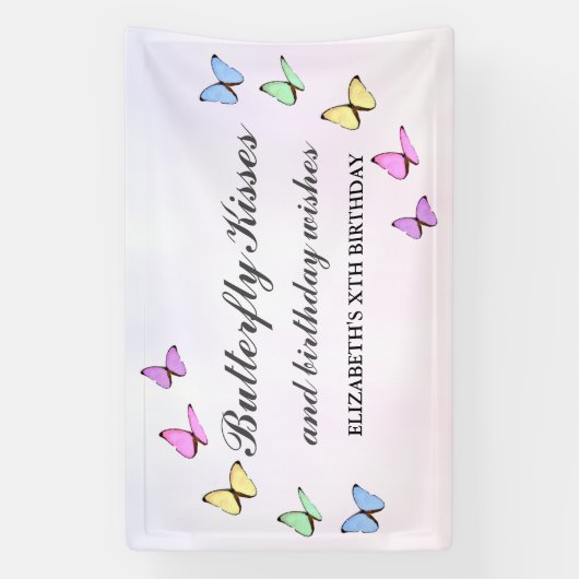 Colorful Butterflies Birthday Spandoek (Verticaal)