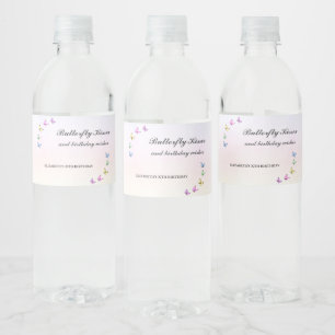 Colorful Butterflies Birthday Waterfles Etiket