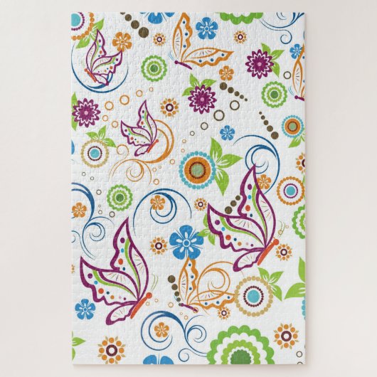 Colorful Butterflies en Flowers Legpuzzel (Verticaal)
