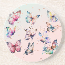 Colorful Butterflies en Hearts Zandsteen Onderzetter
