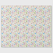 Colorful Butterflies & Flowers Pattern Monogramed Cadeaupapier (Vlak)