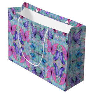 Colorful Butterflies Flying - Gift Bag Spring Groot Cadeauzakje