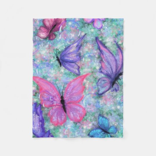 Colorful Butterflies Flying - Joy Fleece Deken (Voorkant)