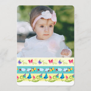 Colorful Butterflies Foto Birthday Invitation Kaart