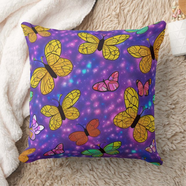 Colorful Butterflies & Neon Fireflies Kussen (Deken)
