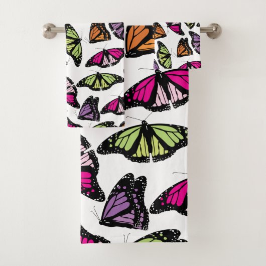 Colorful Butterflies Patroon Bad Handdoek (Insitu)